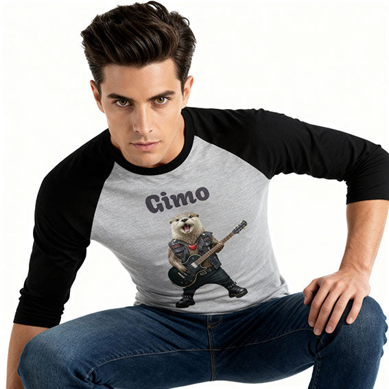 Gimo the Rockstar - 3/4 Sleeve Graphic Baseball Tee